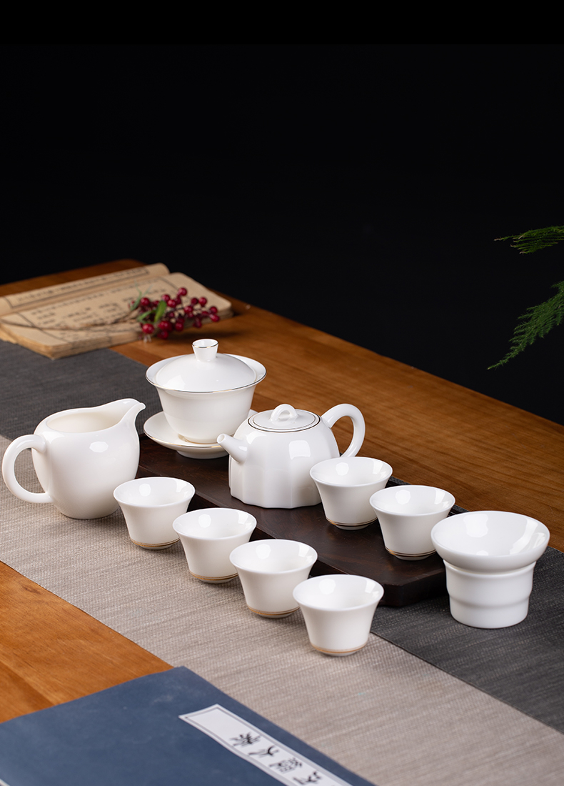 Kung fu tea set suit household jingdezhen ceramic teapot teacup tea office receive a visitor a complete set of gift boxes