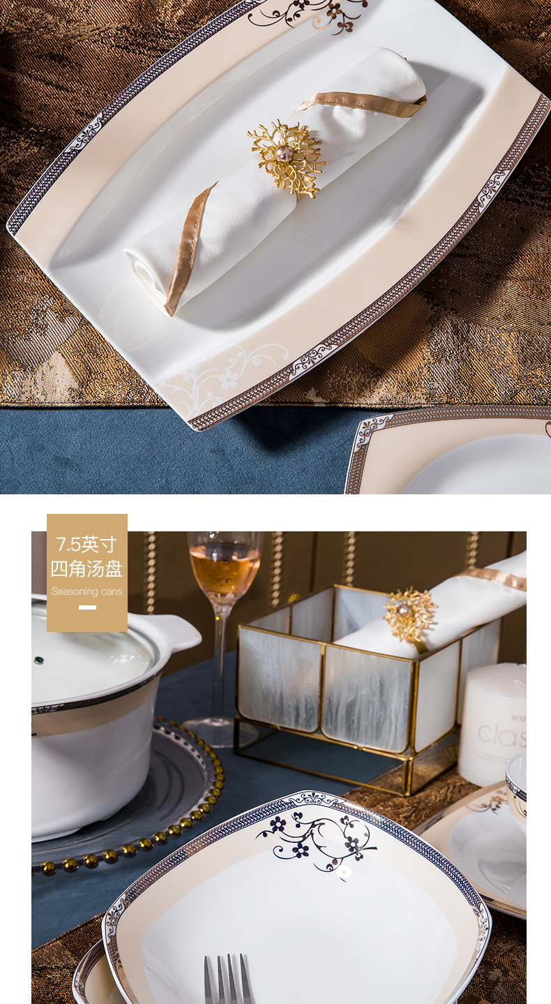 The rule of clearance! Ipads China tableware suit of jingdezhen ceramic bowl dish combination light key-2 luxury European - style key-2 luxury dishes