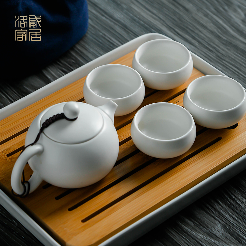 Blower, kung fu tea set household contracted combination teapot tea cups dish of jingdezhen ceramic portable travel
