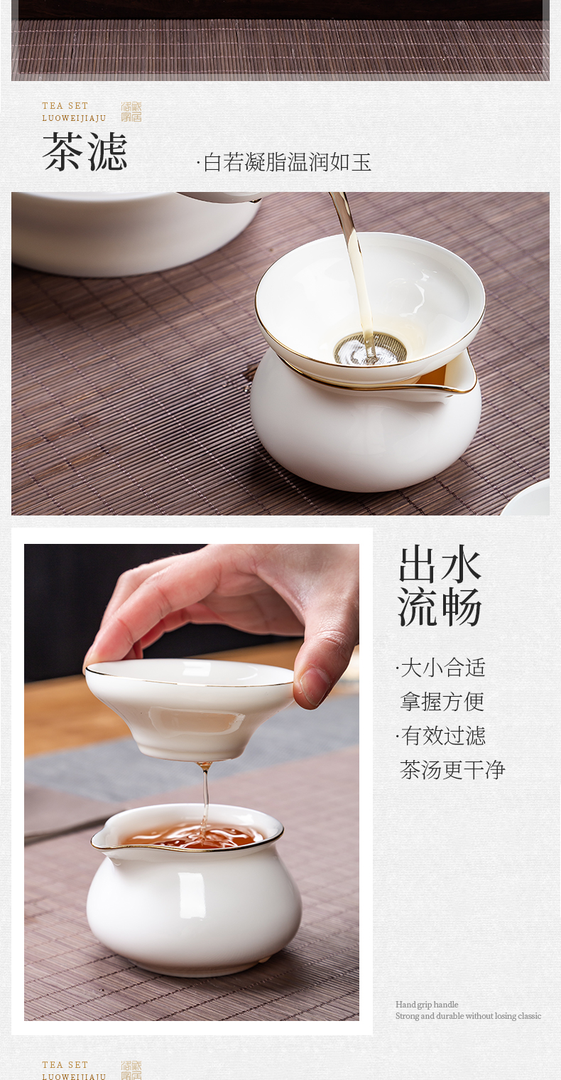 , white porcelain kung fu tea set suit household set of jingdezhen tea Chinese tea cup lid bowl gift box