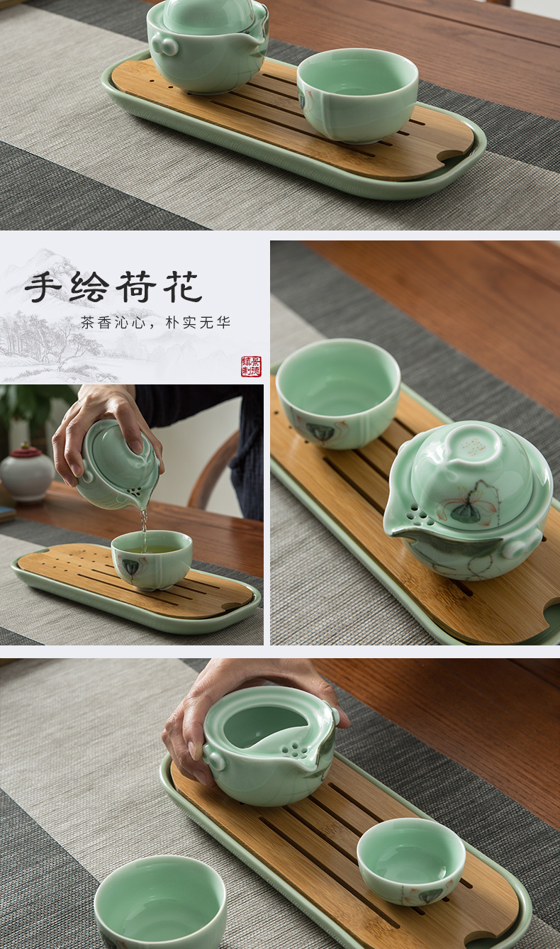 Your up crack cup a pot of 2 CPU use portable travel hand grasp pot of jingdezhen ceramic kung fu tea set CPU