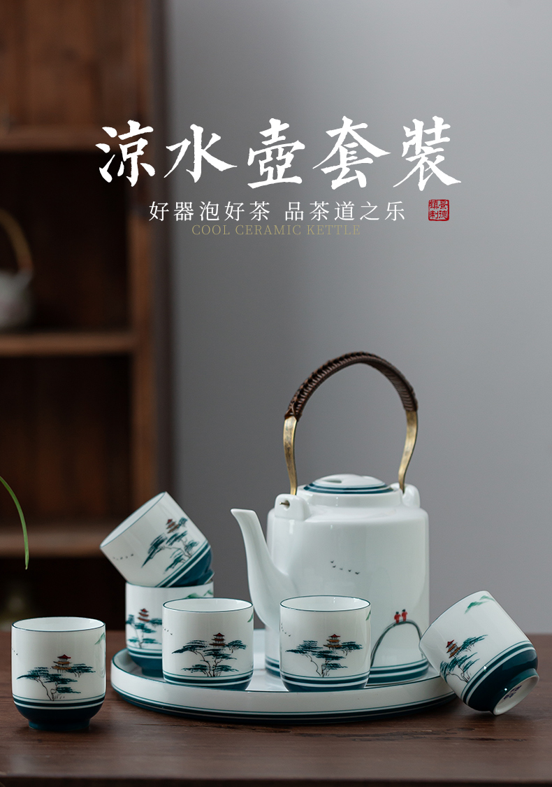 New hand - made ceramic Chinese landscape make tea tea set home sitting room is contracted teapot teacup tea tray