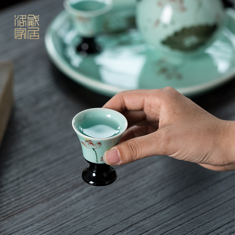 Blower, wine package celadon liquor cup home a koubei hand - made small glass Chinese wind ceramic wine