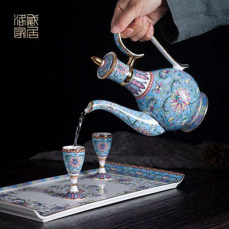 Blower, wine package high - grade enamel see colour white wine cup household of Chinese style small a small handleless wine cup Chinese wind ceramic wine