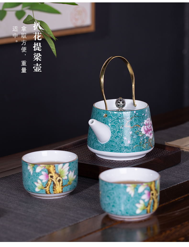 Grilled, flower ceramic teapot single pot home little teapot teacup ceramic small mini girder pot teapot