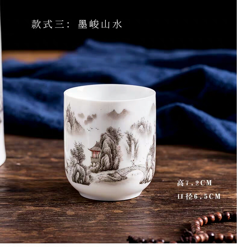 Blower, kung fu tea cups of jingdezhen ceramic cup with single with blue water home tea cups of tea cups