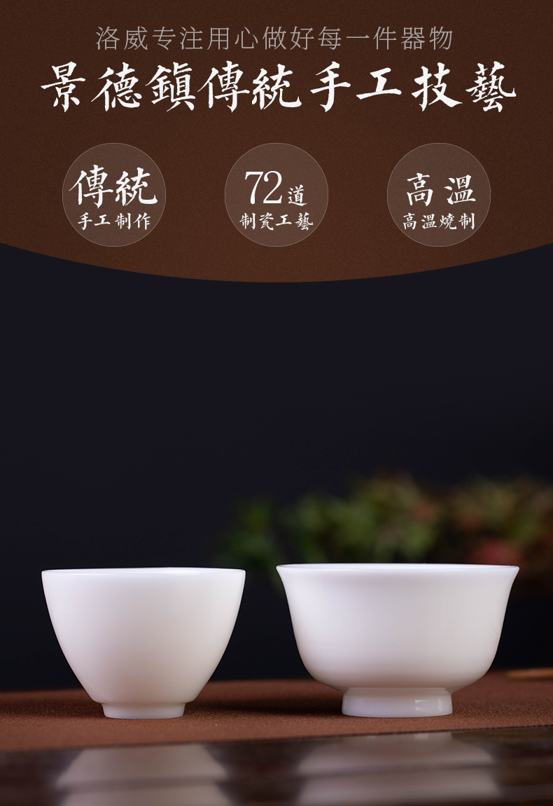 Ceramic cups, kung fu master sample tea cup cup single CPU jingdezhen manual small tea set high - grade white porcelain cup