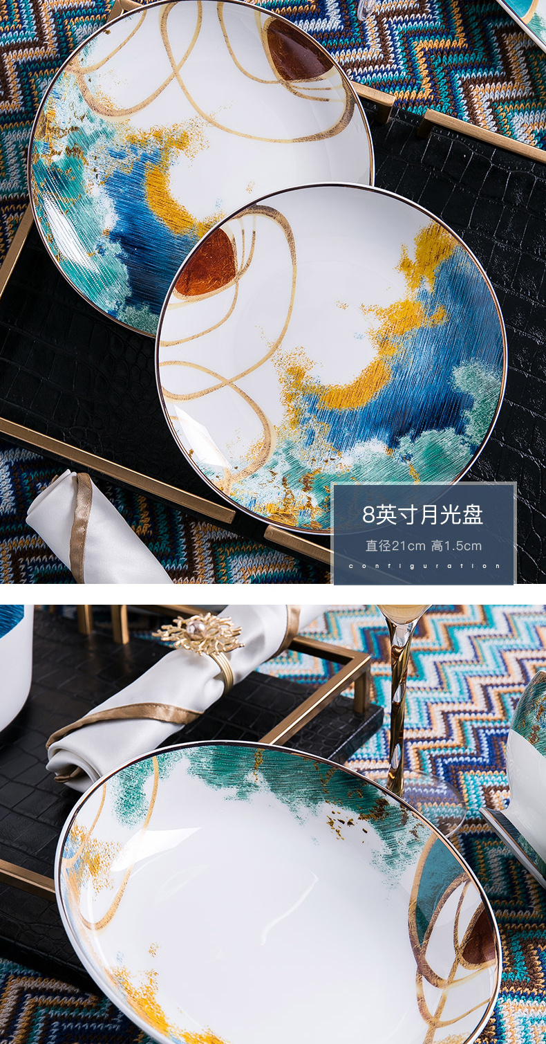 Ipads China tableware Nordic high - grade housewarming gift dishes chopsticks jingdezhen ceramic dishes suit American household