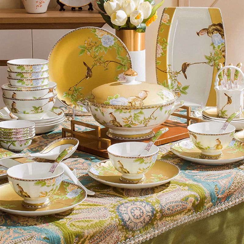 Bone China Tableware Set Jingdezhen Luowei 2026 New Model Bowls and Plates for Home Use, Chinese Style Light Luxury Housewarming Gift Bone China Tableware Set Jingdezhen Luowei 2026 New Model Bowls and Plates for Home Use, Chinese Style Light Luxury Housewarming Gift