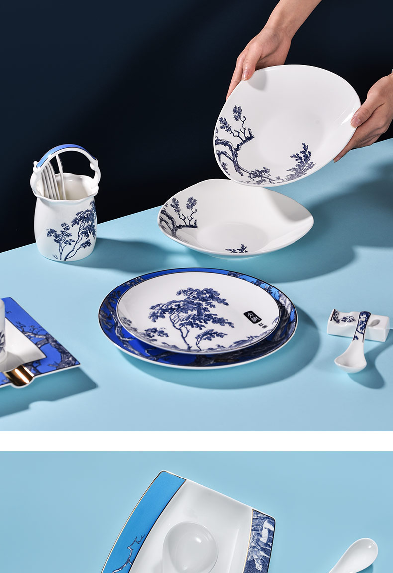 Blower, cutlery set dishes household of Chinese style combination of jingdezhen ceramic bowl chopsticks ipads bowls disc housewarming gift