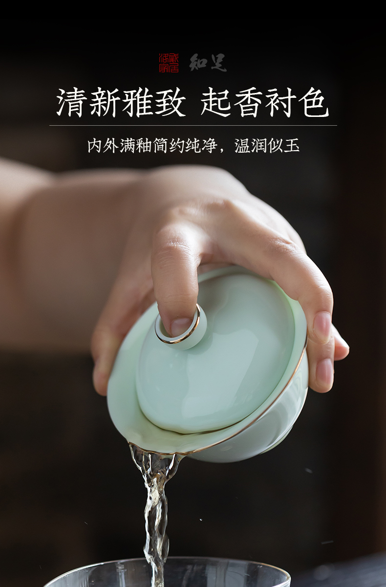 Thin foetus trumpet three tureen individual worship only make tea cup suet jade ceramic tea set with cover cover cup is not hot