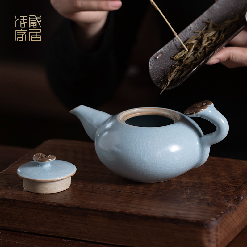 And your up ceramic teapot household contracted the teapot ice crack glaze porcelain slicing can be a single pot of kung fu tea set