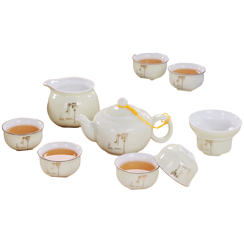 Blower, zen kung fu tea set suit household jingdezhen tea teapot teacup just a cup of tea of a complete set of filter box