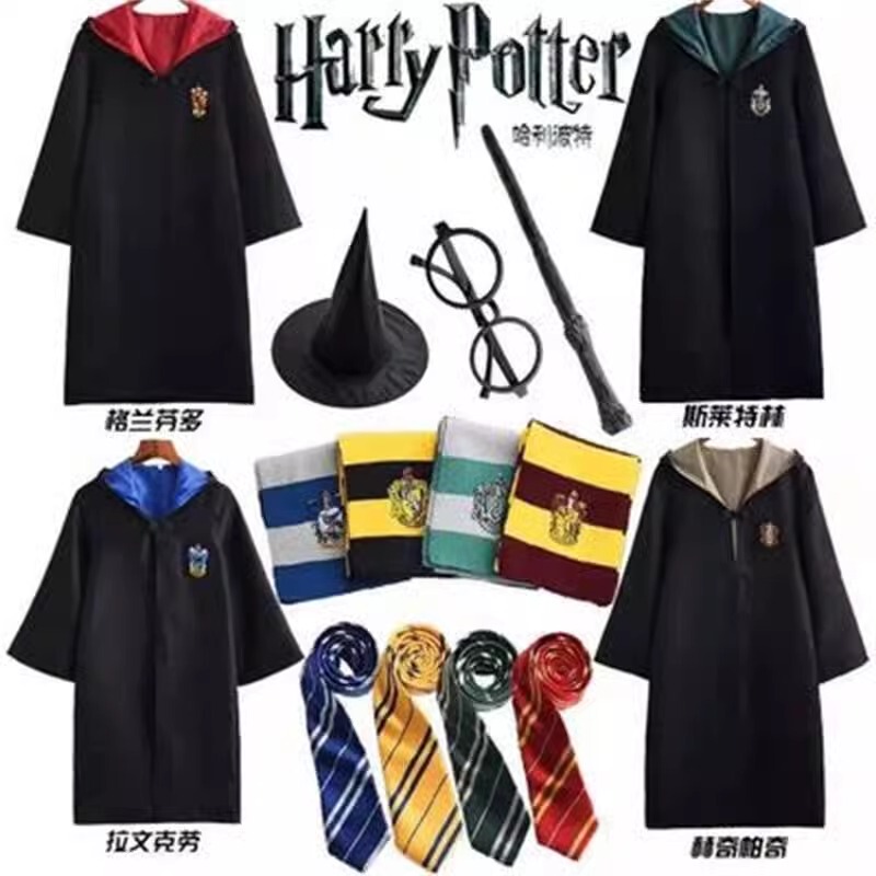 Harry Potter Clothing, Magic Robe, Cosplay Costume Set, Gryffindor Role-Playing, Hermione School Uniform, Cloak, Merchandise