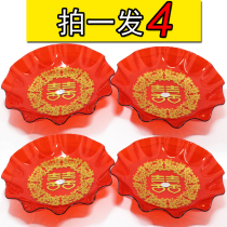Wedding Festive Tray Round Red Pan Candy Tray Wedding Supplies Tea Tray Fruit Pan Fruit Stack Arrangement 4 copies