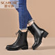 Skaqi Martin boots for women British style medium heel thick heel short boots lace up short boots for women new size ເກີບແມ່ຍິງຂະຫນາດໃຫຍ່ຂະຫນາດ 43