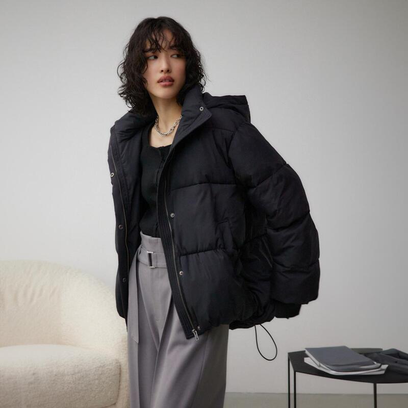Japanese-Style Oversized Loose Fit Super Puffy Heat-Retaining Short Front Long Back Padded Jacket Puffer Coat