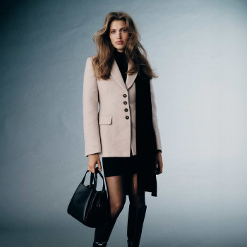 羊毛羊驼毛混纺 修身裁剪多扣西装领毛呢外套