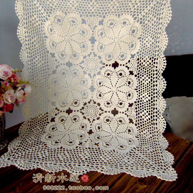 纯手工钩针钩花棉麻线编织镂空欧中美式乡村床头柜子桌盖布巾50宽