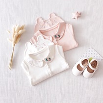 Girls base shirt baby cardigan cotton baby baby doll collar jacket Foreign Air white coat small shirt spring and autumn