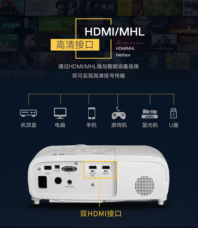 Máy chiếu Epson tại nhà CH-TW5400 Máy chiếu Epson TZ2100 HD TW5600 / TW6300 - Máy chiếu máy chiếu xiaomi mijia