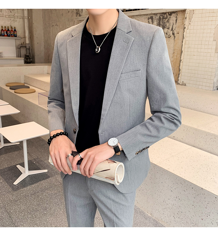 2019 thanh niên mới giản dị phù hợp với màu sắc phù hợp với quần yếm nam kinh doanh giản dị Slim Hàn Quốc nhỏ phù hợp - Suit phù hợp bộ vest nam trẻ trung