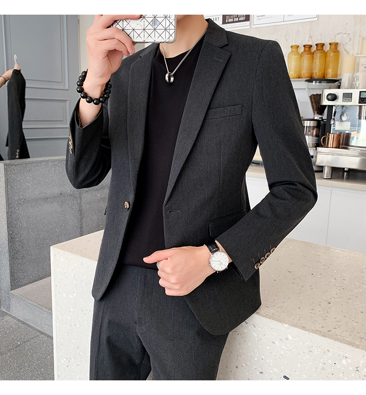 2019 thanh niên mới giản dị phù hợp với màu sắc phù hợp với quần yếm nam kinh doanh giản dị Slim Hàn Quốc nhỏ phù hợp - Suit phù hợp bộ vest nam trẻ trung