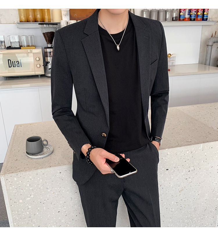2019 thanh niên mới giản dị phù hợp với màu sắc phù hợp với quần yếm nam kinh doanh giản dị Slim Hàn Quốc nhỏ phù hợp - Suit phù hợp bộ vest nam trẻ trung