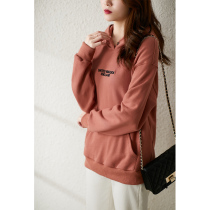 U Home Lazy Wind with Hat and Cloister Girl 2022 New Korean version Alphabet Printed Casual Loose 100 Lap Coat Spring Autumn