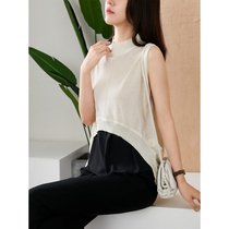 U home sleeveless knitted T-shirt female 2021 summer new design sense niche thin style small fragrant air-conditioned shirt