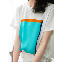 UJIA mulberry silk short sleeve T-shirt female 2021 summer new Korean loose straight silk Joker casual top