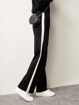 UJIA loose casual hanging wide leg pants women 2021 Autumn New straight high waist thin black pants