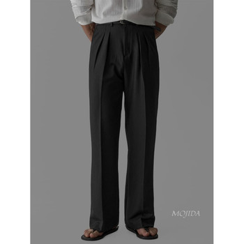 Dongdaemun, south korea, purchasing fashionable high-quality versatile double pleated light luxury business straight casual pants men's trousers pt4380