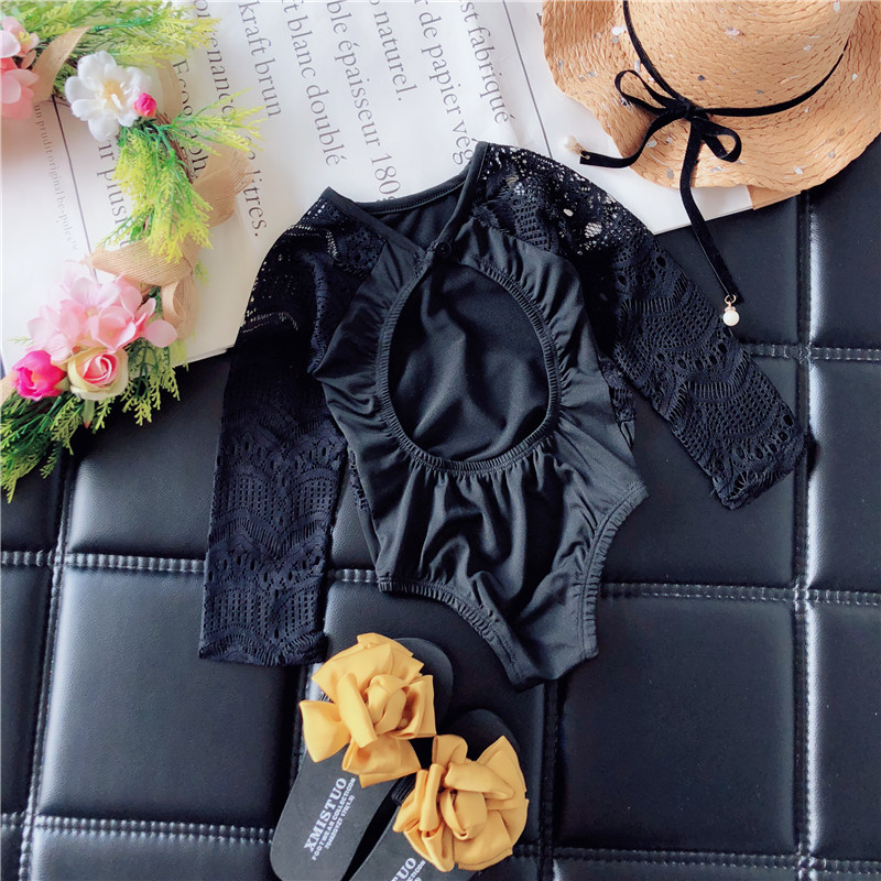 Đồ bơi cho bé gái Áo dài tay ren dây một mảnh Bộ bikini gợi cảm Đồ bơi cho bé Công chúa Đồ bơi dễ thương áo trẻ em