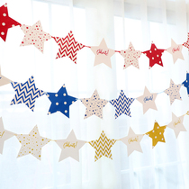 Five-pointed star banner pull flag birthday party layout kindergarten activities mall anniversary wedding room decoration catch the first year