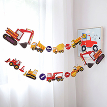 Boys birthday one year old decoration excavator dress up Banner Engineering car theme birthday party restaurant scene decoration