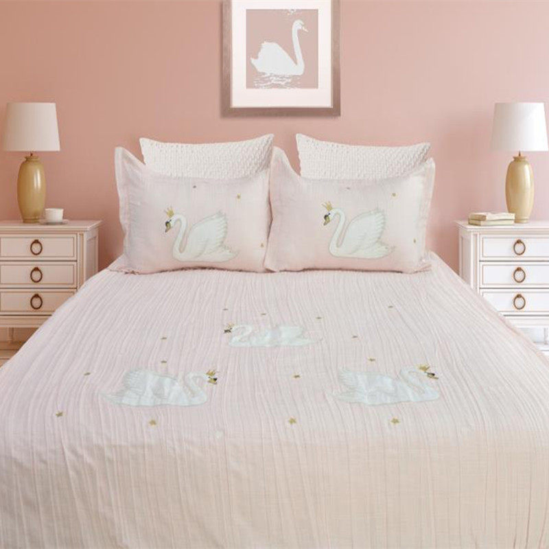 Full cotton embroidered cloth with embroidered three-piece quilt cover 1 m 5 size children single pink blue cartoon pure cotton bed product