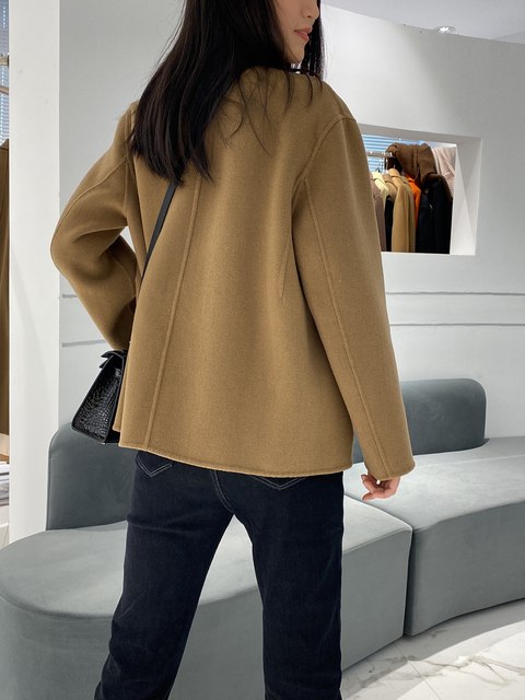 Xu Dakejia 2022 ສະບັບພາສາເກົາຫຼີ commuter double-sided cashmere coat women's short-short single-breasted woolen coat