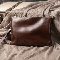 Genuine leather handbag male head layer cow leather hand holding bag soft leather brief approximately original hand carrying bag business clip handbag hand grip bag ipad