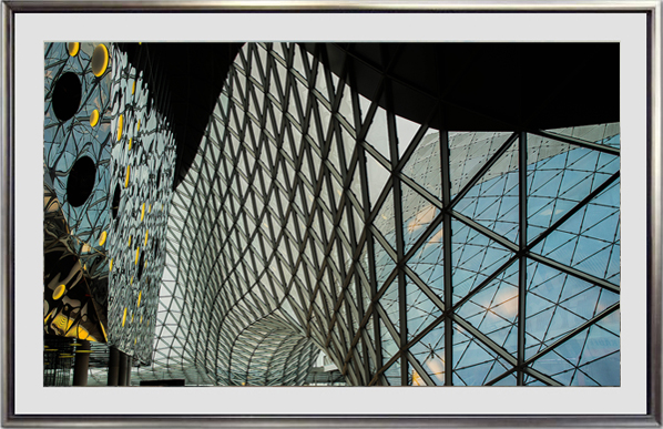 Colorful linear diagram arrangement of modern architectural lines perspective soft decoration living room