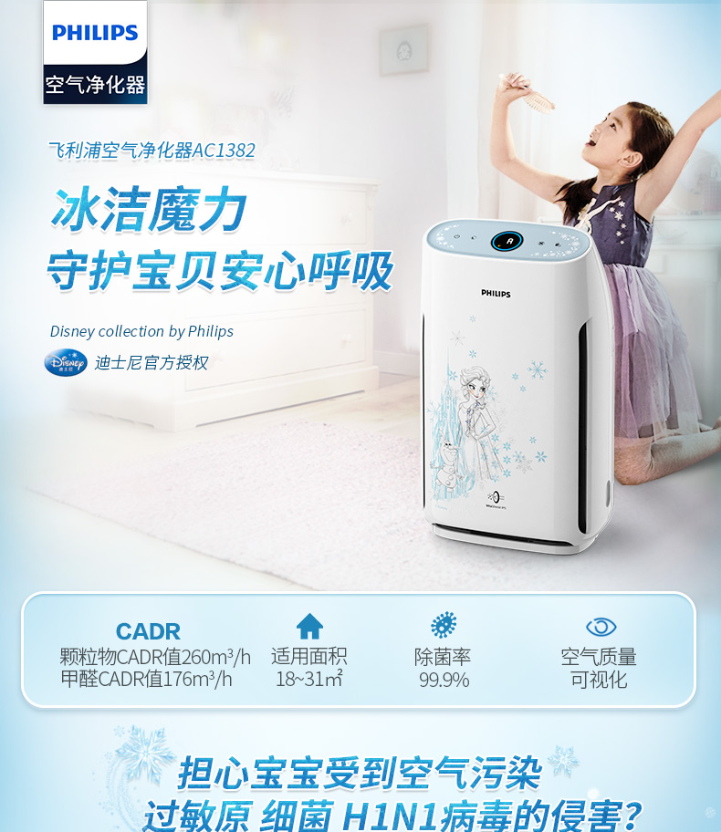 lọc không khí panasonic Máy lọc không khí Philips phòng ngủ gia đình AC1382 ngoài chất gây dị ứng formaldehyd PM2.5 Disney máy lọc không khí winix tower qs