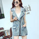 Mới đội mũ trùm đầu thư giáp 2020 mùa xuân / mùa hè lớn mã in denim phụ nữ vest lỏng ngựa kẹp mũ không tay