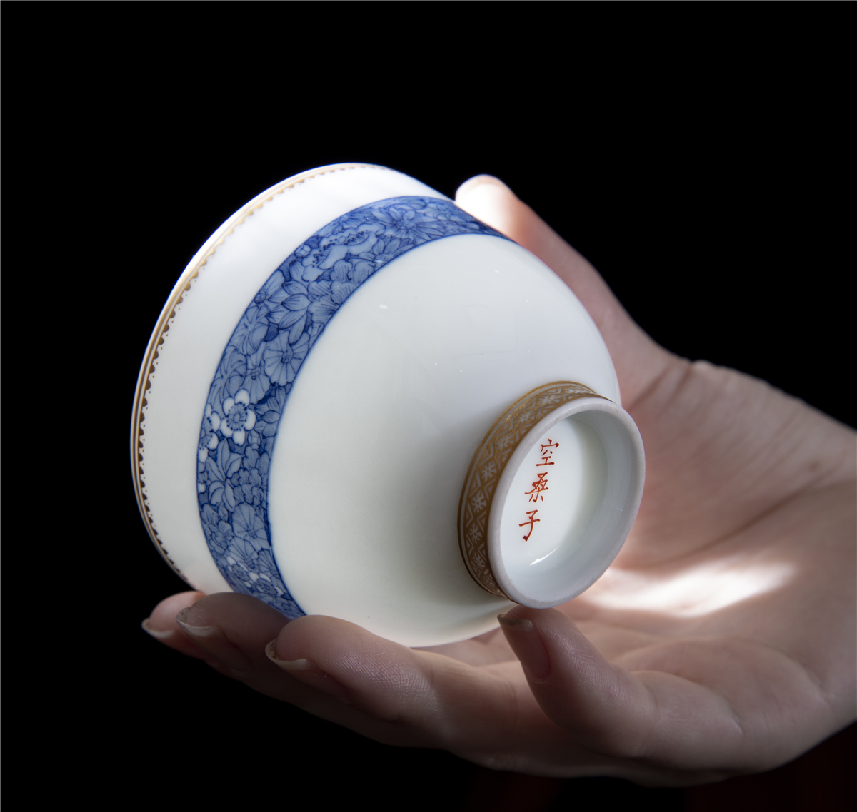 Air Sanzi Green Flowers Wan Flowers Sketching Gold Wan Flowers Straight Cups Single Cup Ceramic Kongfu Tea With Hand-painted Tea Cup