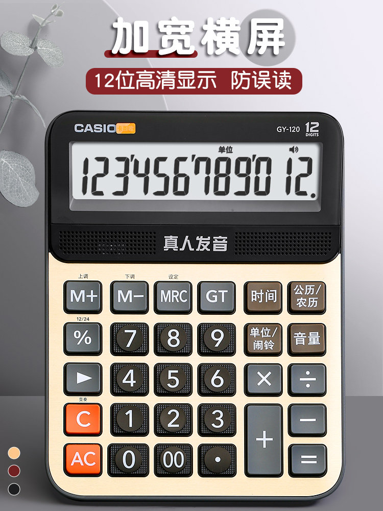 Casio Voice Calculator Gy/Dy/My-120 with Real Human Pronunciation, Large Size, for Financial Accounting and Office Use, Can Play Music, Large Screen, Large Buttons, Suitable for Hotels and Catering Businesses