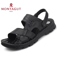 Giày nam Montagut 2019 dép nam bằng da nam đế dày đế dày XL giày đi biển 46 47 yard - Sandal dép rọ gucci