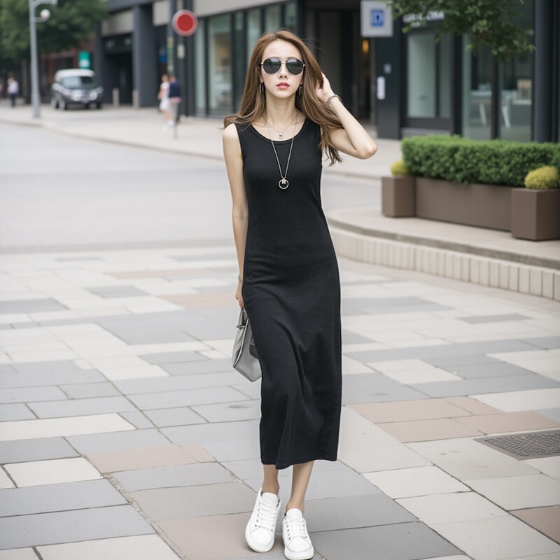 Modal Suspender Dress Women's Spring and Summer New Mid-Length Knitted Sleeveless Inner Layering Tank Top Long Skirt