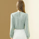 Dan Munier Green Commuting Fashion Jacquard Puff Sleeve Shirt Women's 2024 Spring New Temperament Versatile Top