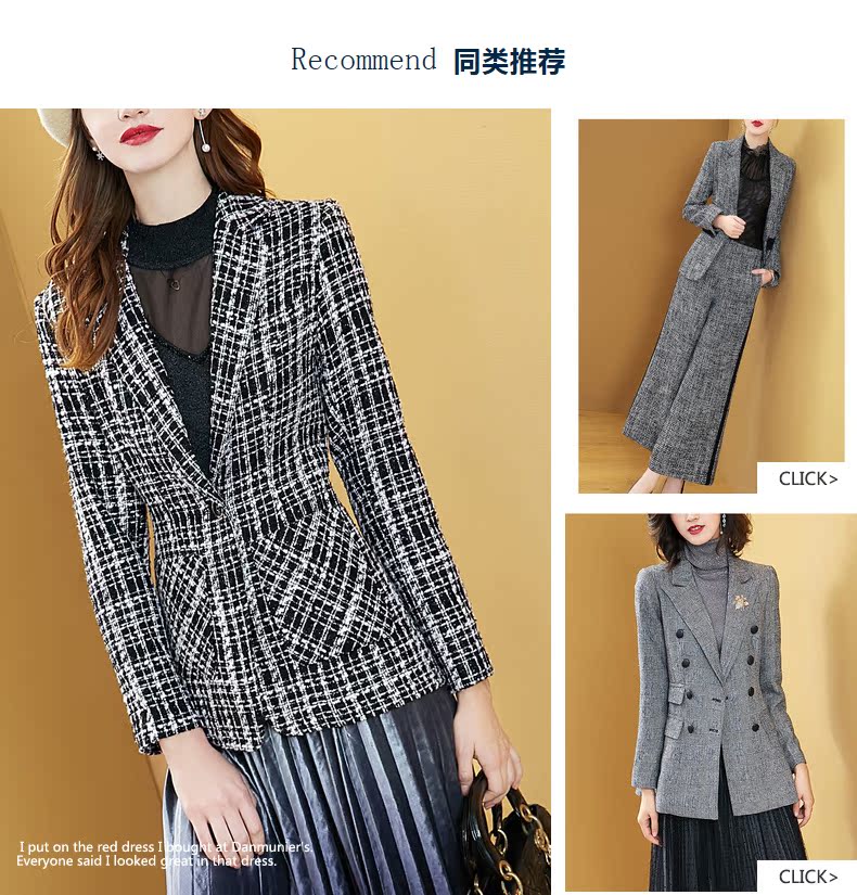 Dan Munier tweed áo ngắn nữ 2018 mùa thu đông mới túi dài tay hoang dã 11598 áo khoác thun nữ