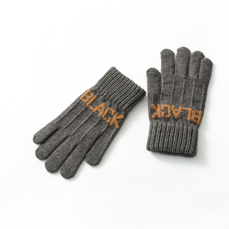 Knitted mobile phone touch screen gloves male winter warm student winter cold proof Korean Edition five fingers hair gloves winter boys