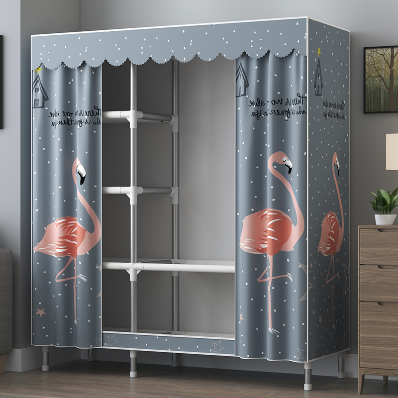 Wardrobe Home bedroom assembly simple cloth wardrobe modern simple fabric cabinet rental house storage hanging wardrobe